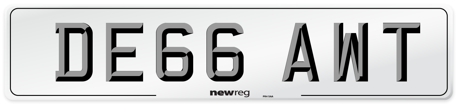 DE66 AWT Number Plate from New Reg